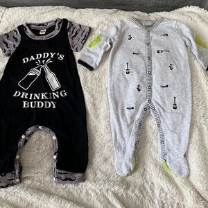 NWOT 2 infant boys size 3 months outfits. petit Lem guitar sleeper& One boutique
